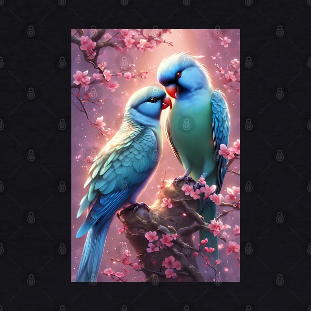 Beautiful  fantasy love birds by Spaceboyishere